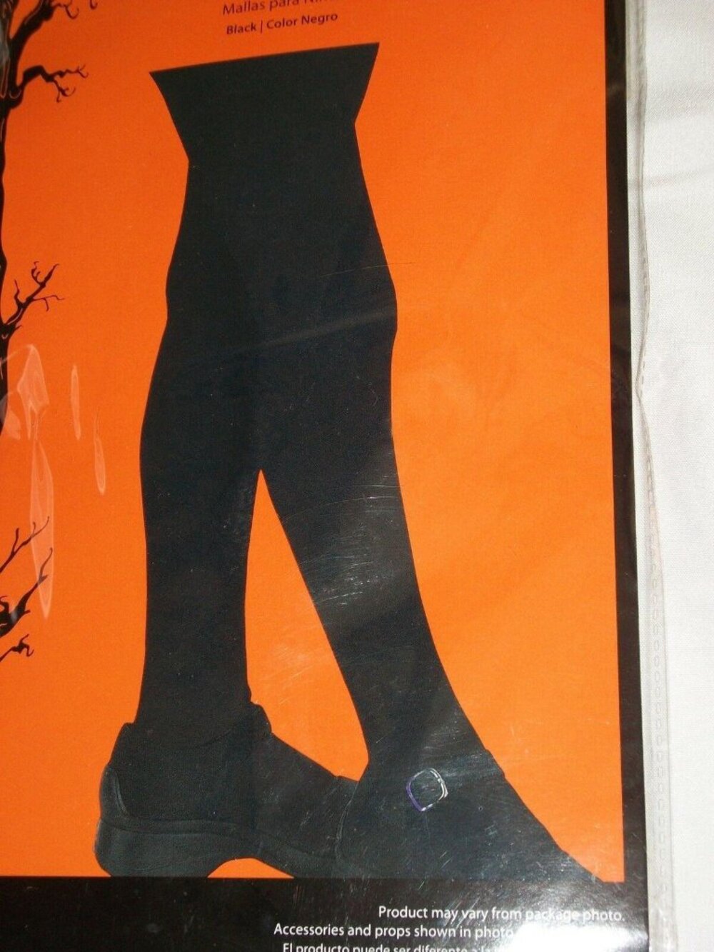 Halloween Costume Child's Black Tights Witch Pumpkin Girls Tall Waist 27"-32"